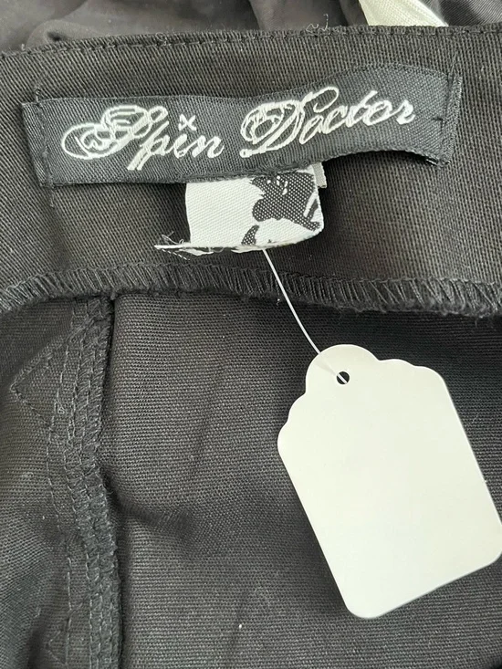 Spin Doctor Black Strap Buckle Pencil Midi Skirt Goth Steampunk Corporate Goth - Picture 4 of 4